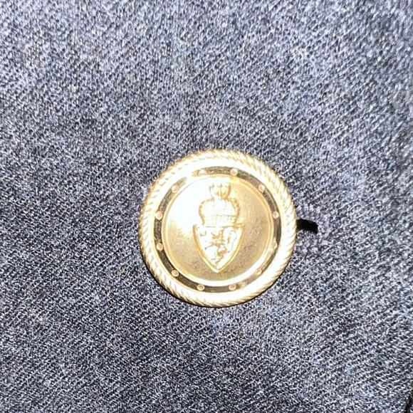 Talbots Women’s Size 12P Gray Wool Gold Button Mid Length Y2K Vintage Blazer USA - Picture 5 of 11